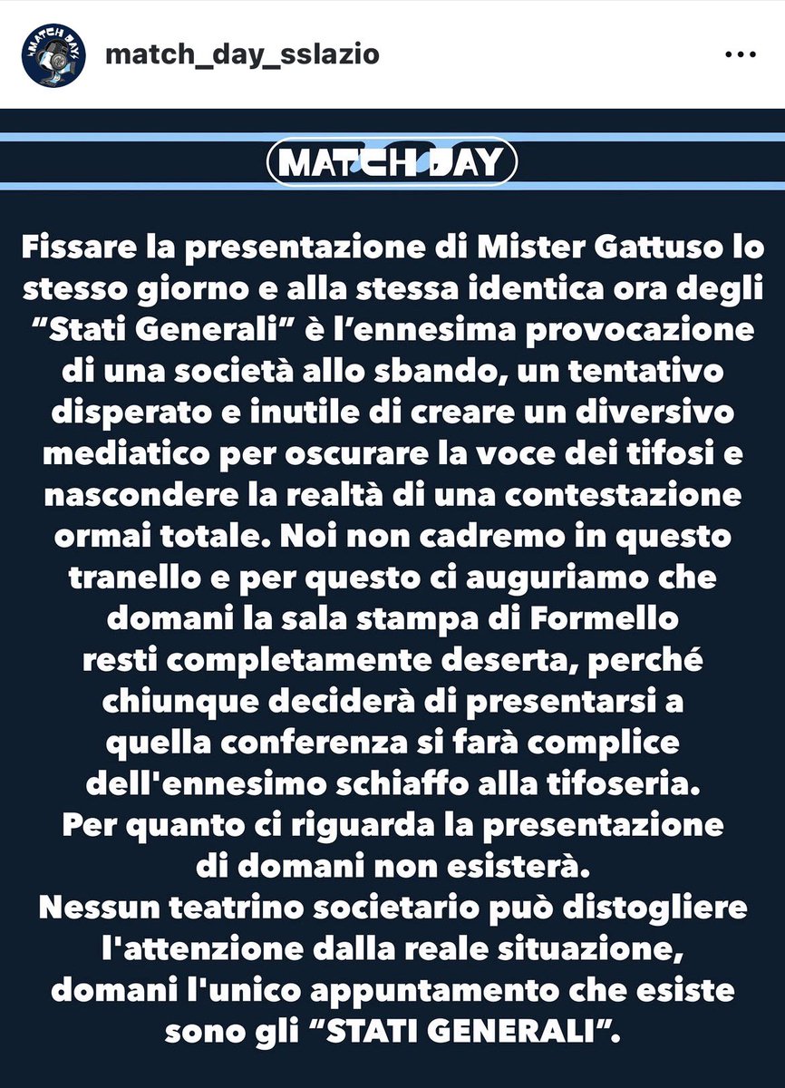 AllRoundLazio's tweet photo. Comunicato del tifo organizzato. https://t.co/BFfTa5VlLE