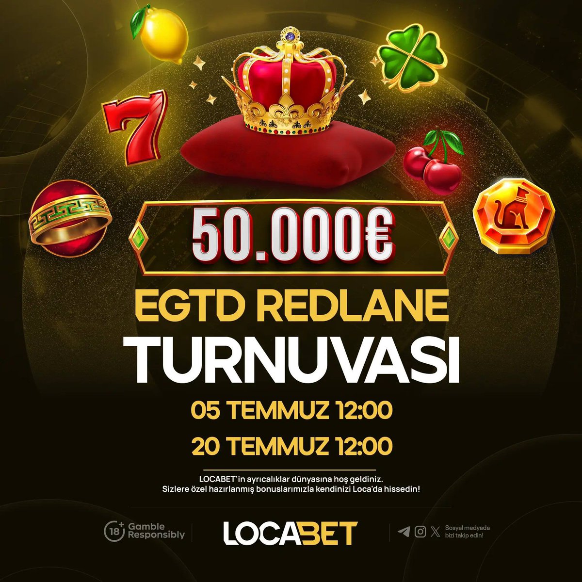 Locaresmitr's tweet photo. 🎉Şansını gösterme zamanı geldi!

✅Turnuva başladı!

50.000,00💶seni bekliyor!

⏳Tarih: 5 Temmuz – 20 Temmuz 2026

⬆️Sıralamada yüksel, ödülleri kap! https://t.co/3VZ2FIxtz6