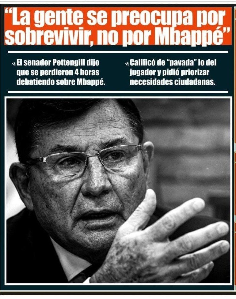 ColoradoIde's tweet photo. Pettengill crudo y al grano!!!
El Senador Nacional y posible candidato presidencial con miras al 2028 de la disidencia arremete con todo frente a la perdida de tiempo en el congreso con el debate sobre el caso "Mbappe"

En un acertado discurso dijo entre lineas que la gente tiene problemas mas importantes que  resolver y que se le está dando mas importancia de la que merece a este tema.
Añadió tambien que medicamentos, salud y educación deben priorizarse antes que estos temas y que cada persona es responsable de sus actos, por ende debe asumirlos.

En esta estamos con el senador!!!