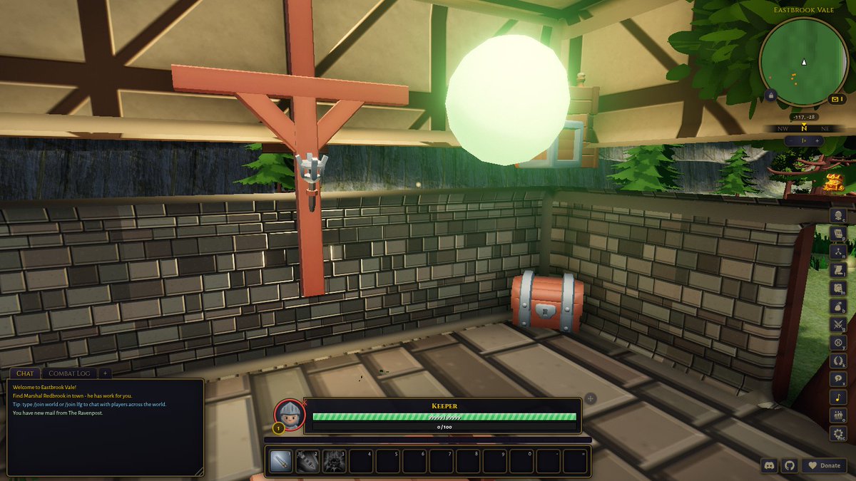 WoClaudecraft's tweet photo. Work in progress: buildings you can walk up to and step inside. This is Copper Dig in Eastbrook Vale, two floors, with a hall and a chest waiting in the corner. Early and unfinished, but the door already opens. We are building it in the open. https://t.co/pTOyO1HvQq