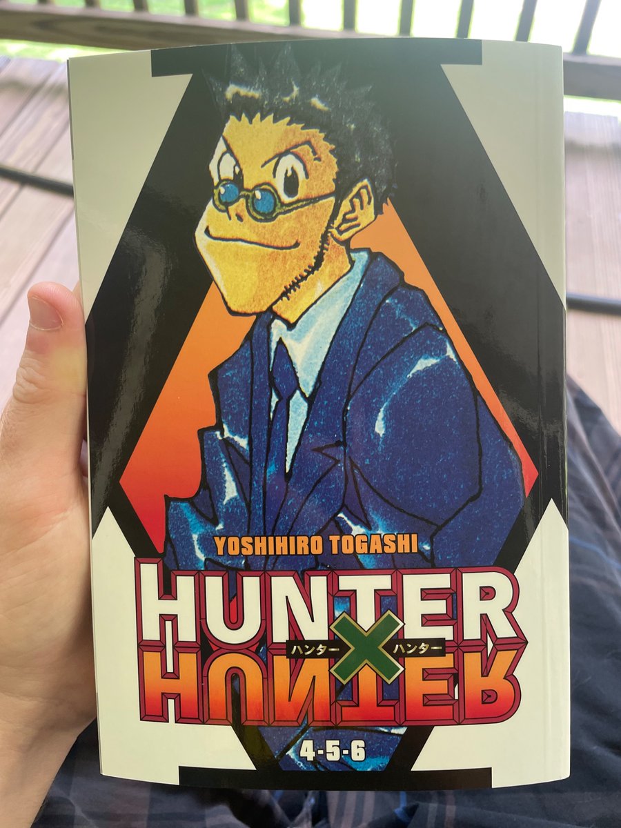 Glowplasma231's tweet photo. The second printing of @VIZMedia ‘s Hunter x Hunter omnibus 2 has a nasty printing error. Dialogue from panel seven is layered over Killua’s dialogue in panel six. Thankfully it’s more of a comedy bit and not heavy exposition, but still an issue. https://t.co/lqsbKfIbPq