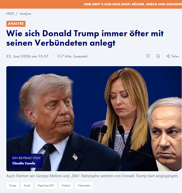 Zeitungsjunge2's tweet photo. Wer ernsthaft glaubt, dass es neben Israel-Loyalität der Springer-Hasbara-Bubble noch "US-Loyalität" gäbe, die nicht nur ideologisches Feigenblatt (+ zwecks boomeresken Rechts-/Links-Trolling) und allein MIGA-abgeleitet ist, der fristet ein Patridiotismus-Dasein im Endstadium.👨‍⚕️ https://t.co/gFNSDMNwPa