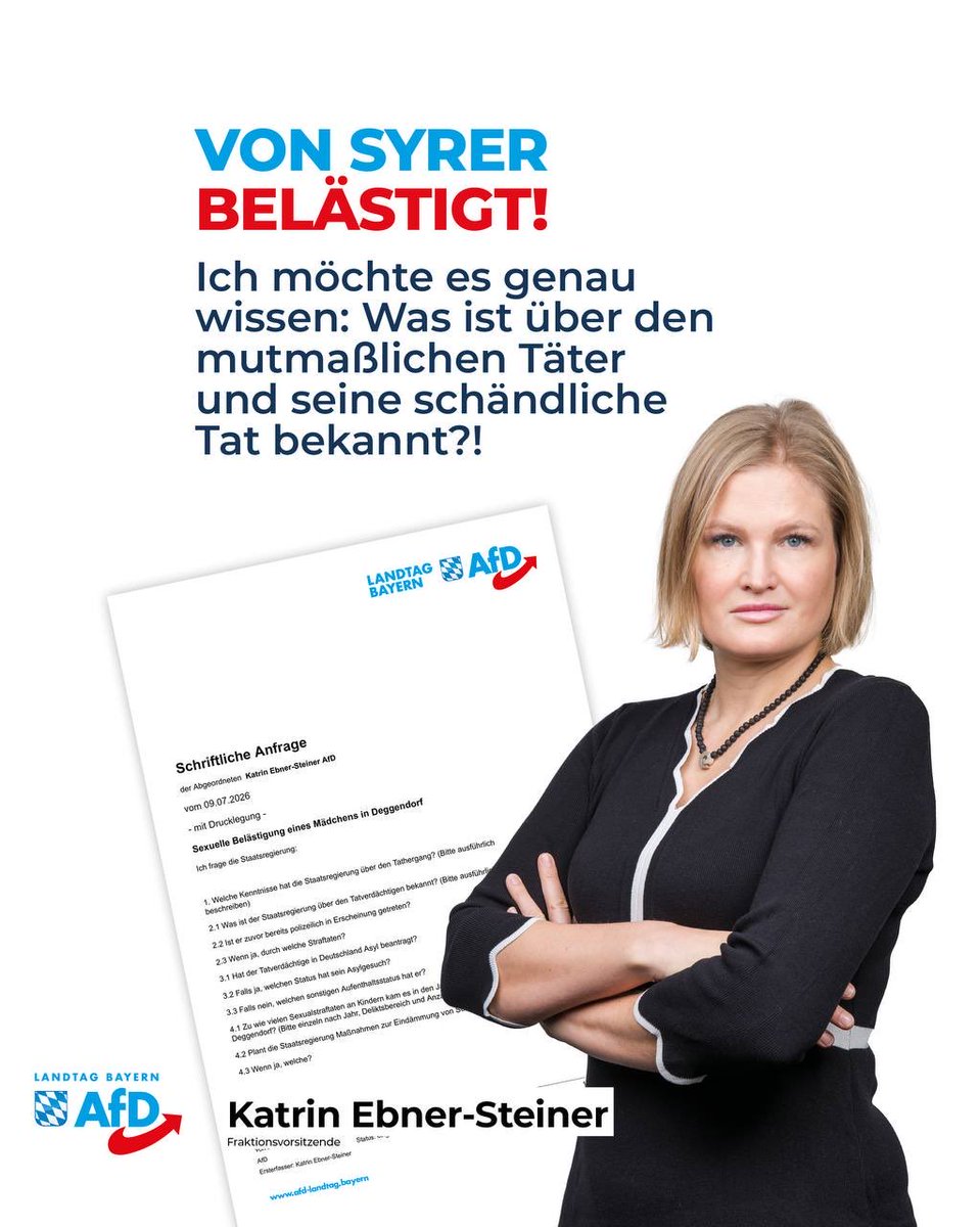 KEbnerSteiner's tweet photo. +++ Wieder ein illegaler Migrant? Syrer hat Mädchen in Deggendorf sexuell belästigt – Remigration jetzt für alle ausländischen Straftäter! +++ https://t.co/GsDt5Bll1n