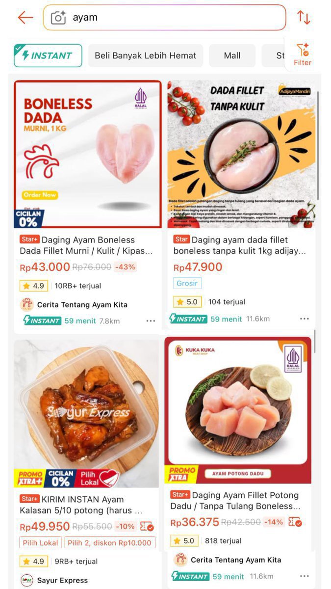 arva_neng's tweet photo. jam 9 malem baru inget besok mau masak.  
pasar udah tutup, tapi shopee masih buka.  
checkout ayam beku + nugget, paginya udah ada di kulkas. magic banget. #BelanjaInstant1JamdiShopee https://t.co/ytx35iWr3R
