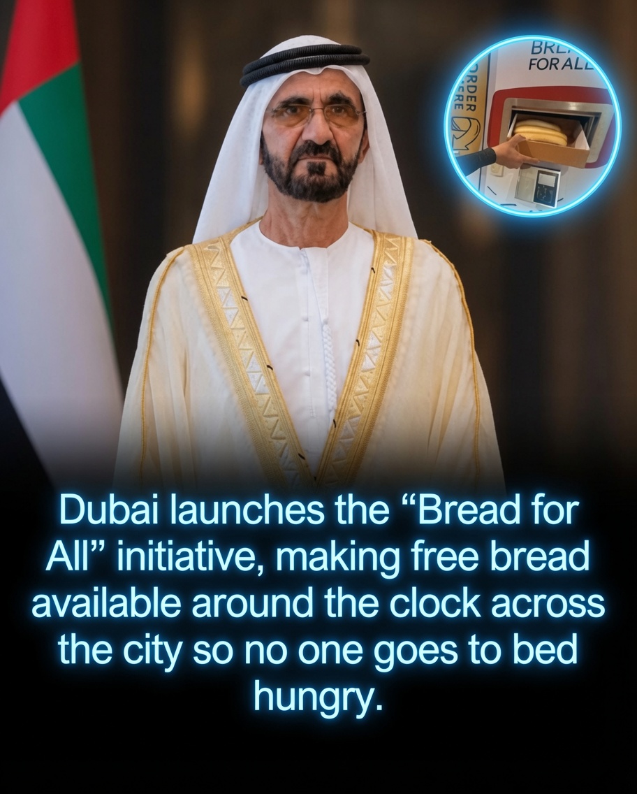 Rainmaker1973's tweet photo. No one should go to bed hungry. That is the guiding principle behind Dubai Bread for All program. 

Launched in 2022 the initiative offers free fresh bread around the clock through smart vending machines installed in mosques supermarkets and various community sites across the city. 

Individuals facing hardship can simply approach a machine press a button and receive bread with no questions asked no judgment and no sense of shame. 

Funded through community donations the program transforms ordinary acts of generosity into a reliable support system for low income workers families and others struggling with food costs. 

The concept is straightforward yet deeply meaningful. Fresh bread is available at any time for anyone who needs it. 

Compassion does not always require elaborate solutions. Sometimes it begins with a single warm loaf.