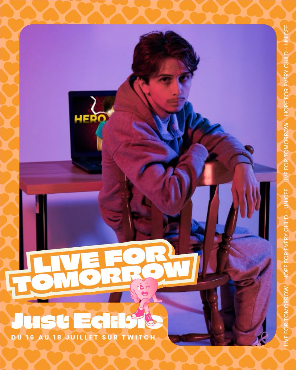 Live4Tomorrow_'s tweet photo. O M G, appelez toute votre famille, la star de la Cité des Pixels est de retour 🤯

L'enfant élu @justEdible sera parmi nous sur #LiveForTomorrow du 16 au 18 juillet !🩷 https://t.co/OL02zn0Eeq