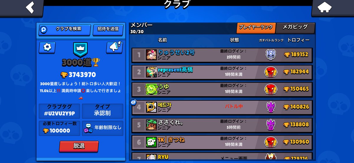 cstutk's tweet photo. クラブ募集👑
クラブ順位日本20位🇯🇵
トロフィー11K以上！
楽しくできる人！
#ブロスタ #BrawlStars https://t.co/Ubnw126DGt