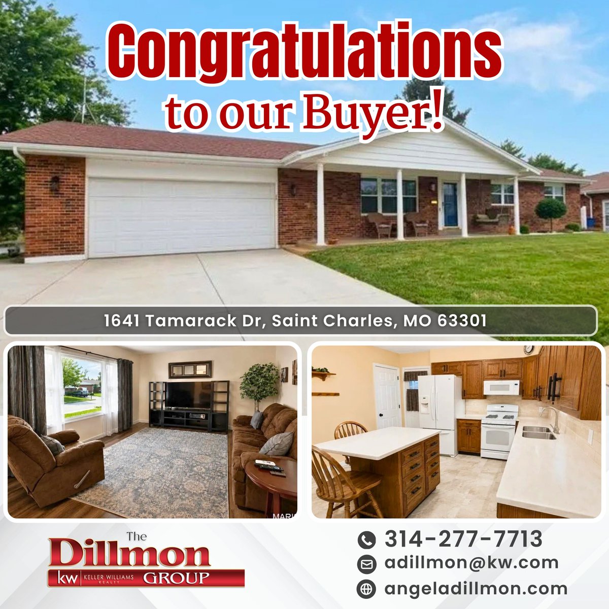 ADillmon's tweet photo. Congrats to our buyer on 1641 Tamarack Dr, Saint Charles! New roof, updated windows, walkout lower level. A lot of house for the money. 🔑🏡
Buying? Joshua Gulledge, 314-757-6046
Selling? Angela Dillmon, 314-277-7713 https://t.co/8QGfVpZxKu