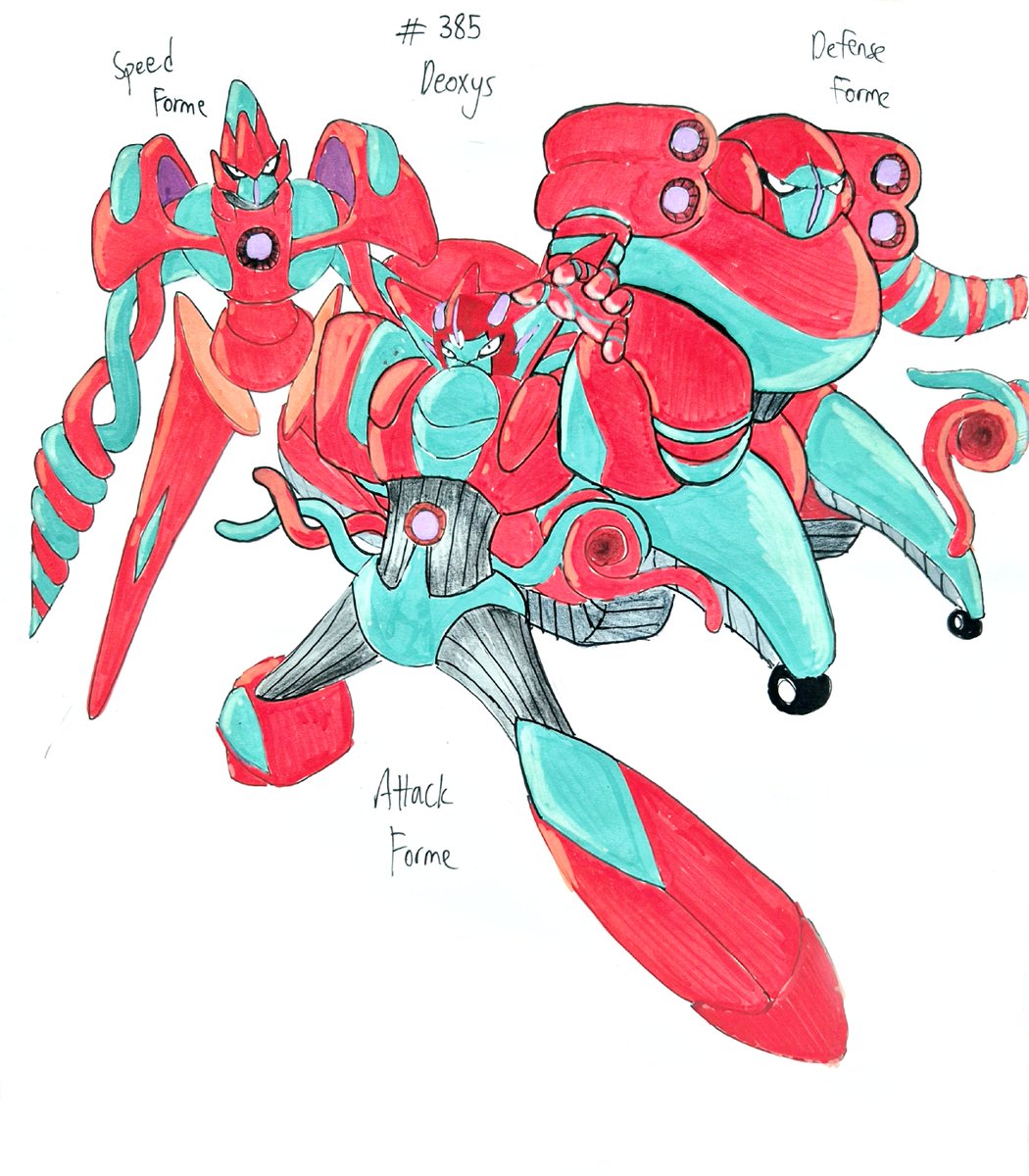 BJ86491's tweet photo. #Pokemon variants: "Deoxys"
An extraterrestrial Pokemon observed clashing with the legendary Rayquaza during atmospheric entry. Studies indicate extreme levels of cosmic radiation. Strangely, its forms show traits of earthly machines and organisms. #ゲッターロボ #GetterRobo https://t.co/aimnheoW7b