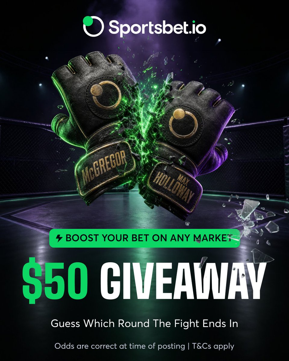Sportsbetio's tweet photo. 🚨 GIVEAWAY TIME 🚨

McGregor RETURNS this weekend, let's celebrate with a giveaway shall we?

How to enter:
Comment your prediction of which round Conor McGregor vs Max Holloway ends in
Like and repost 🔁
Follow us 👤

Winner announced Monday! https://t.co/X5P0qTLrVz