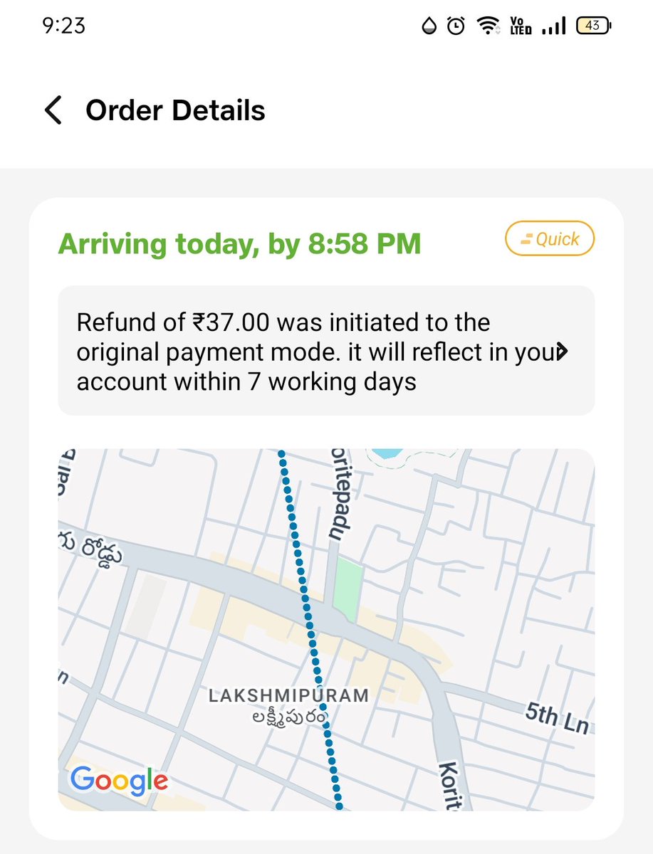 srinath0909's tweet photo. @JioMart_Support  ordered at 8.32pm. it was supposed to deliver by 8.58pm. now almost 9.25pm. &amp; no update from ur end. Customer care is not availabl as they close by 8pm. Y ur accepting quick delivery after 8pm ?When ur not able to deliver on time? Order id JM6A5108FC018D988730 https://t.co/VhjIARdwTA