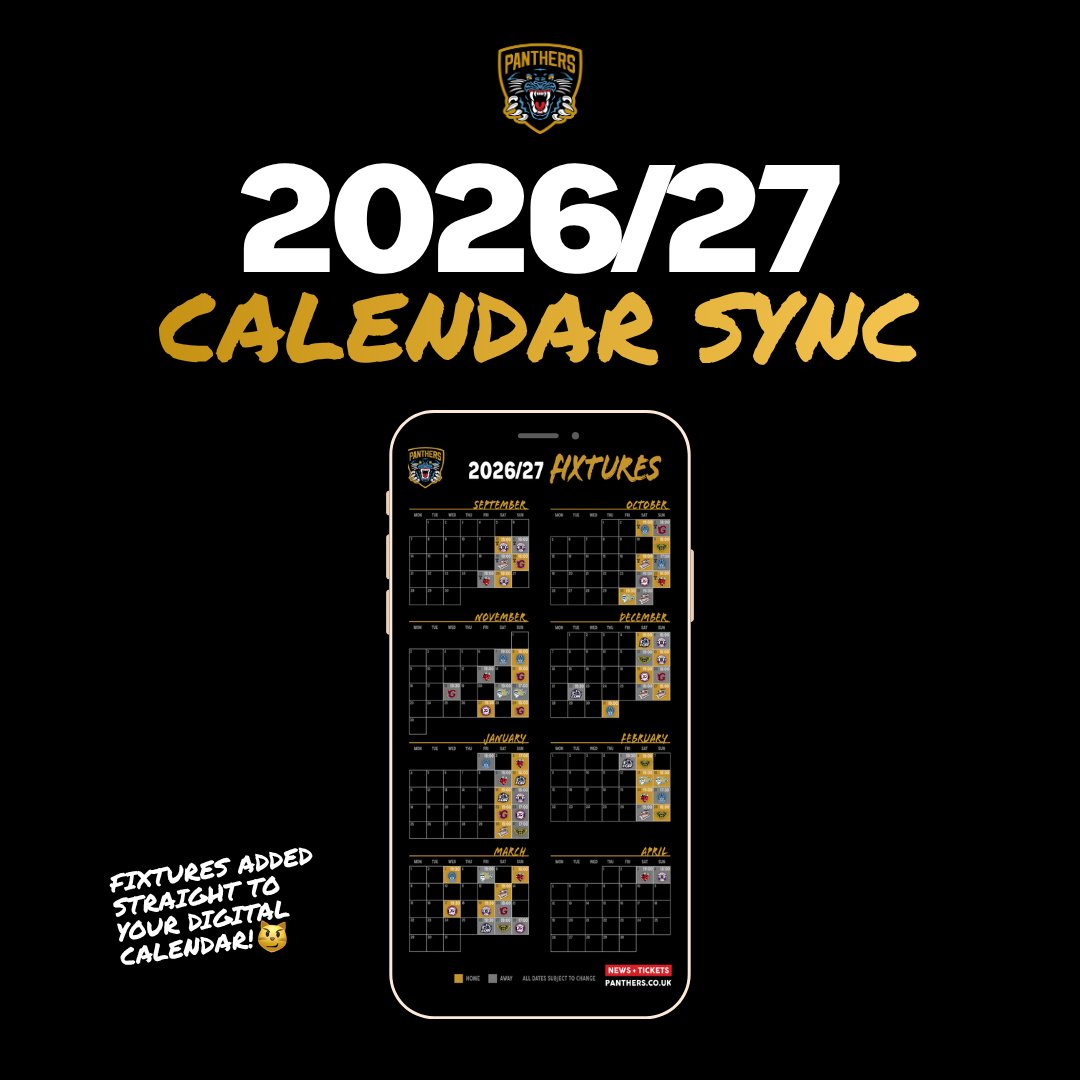 PanthersIHC's tweet photo. Click to sync our 2026/27 schedule! 👉 https://t.co/cfyorzu2KA 

ℹ️If you subscribed to our calendar on Stanza previously, you don't need to do anything, new fixtures will sync with your calendar as they are added. If this has not happened, visit our Stanza calendar page and click "Resubscribe".