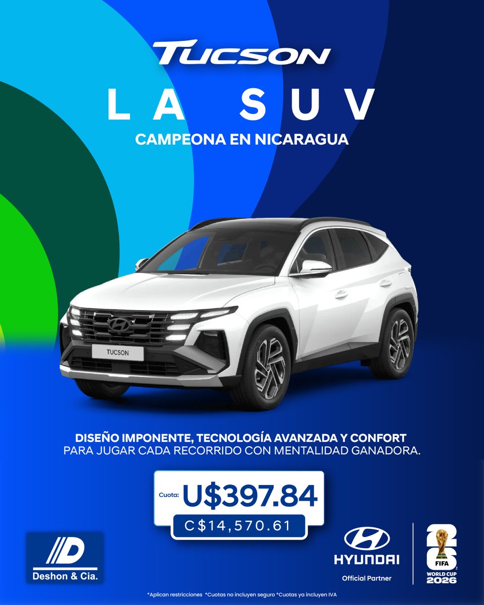Hyundainic's tweet photo. El éxito se mide en la seguridad y el confort con el que viajás. 
La Tucson tiene la protección inteligente que vos y tu familia merecen.

¡Visitanos en nuestras salas de venta!
📌Km 10 Carretera a Masaya
📌Montoya
📌Estelí
📌Chinandega

📲¡Contactanos!: https://t.co/2XBbSUUnNI https://t.co/8wmctmReiH