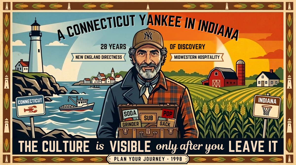 malavenda's tweet photo. We traded Connecticut for Indiana and discovered that leaving home reveals how deeply culture shapes who we are. This essay explores language, food, identity, and belonging. 28 years later, Connecticut is still part of me. Read and subscribe: https://t.co/2tb1RFYBQA https://t.co/yxyDdL26fU