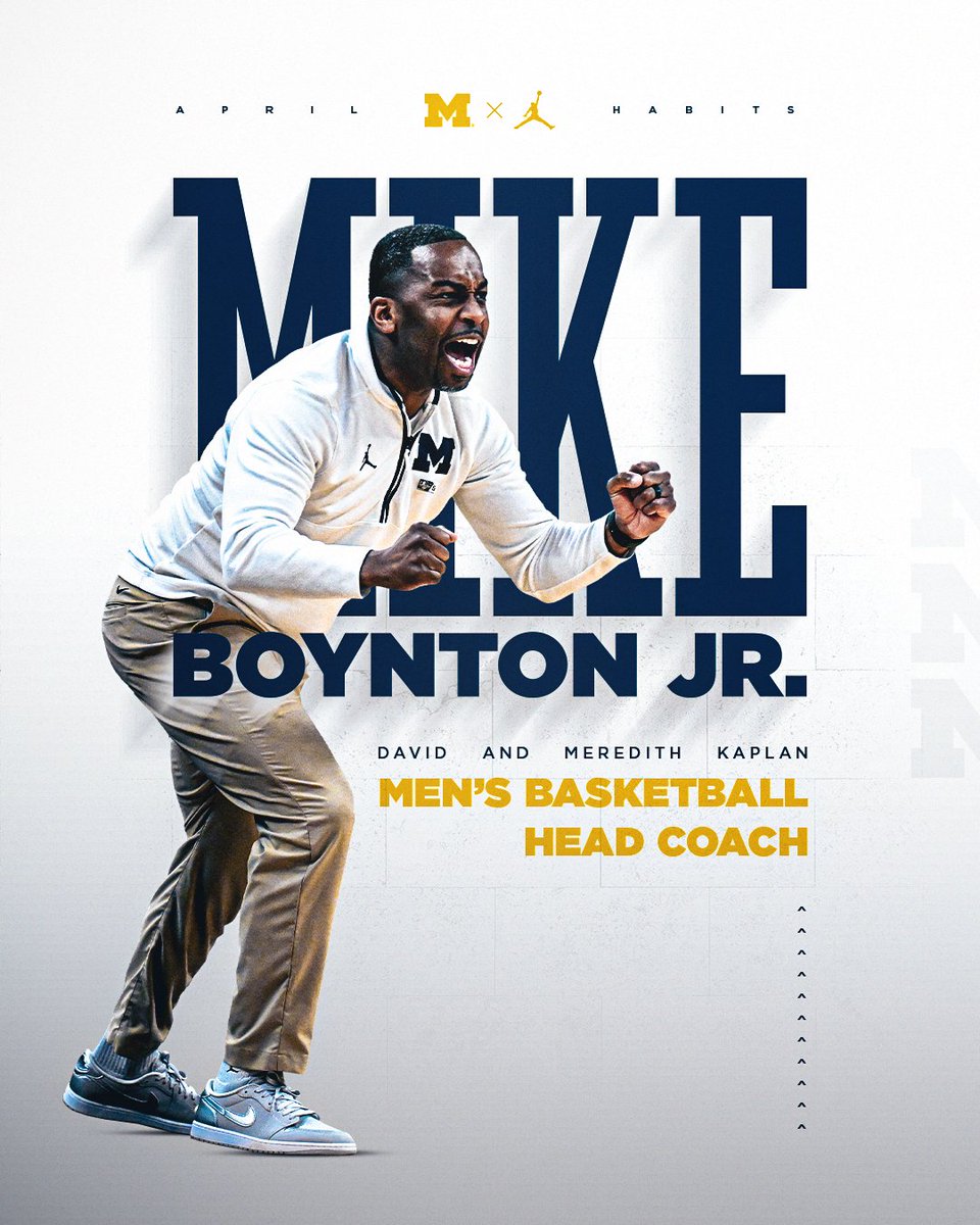 umichbball's tweet photo. A championship foundation. A familiar leader.

Mike Boynton Jr. has been appointed head coach of Michigan Men’s Basketball.

Read more about the next chapter in Ann Arbor. ⬇️ 
https://t.co/RRpjUwYEnH

#GoBlue https://t.co/JQmm2giggo