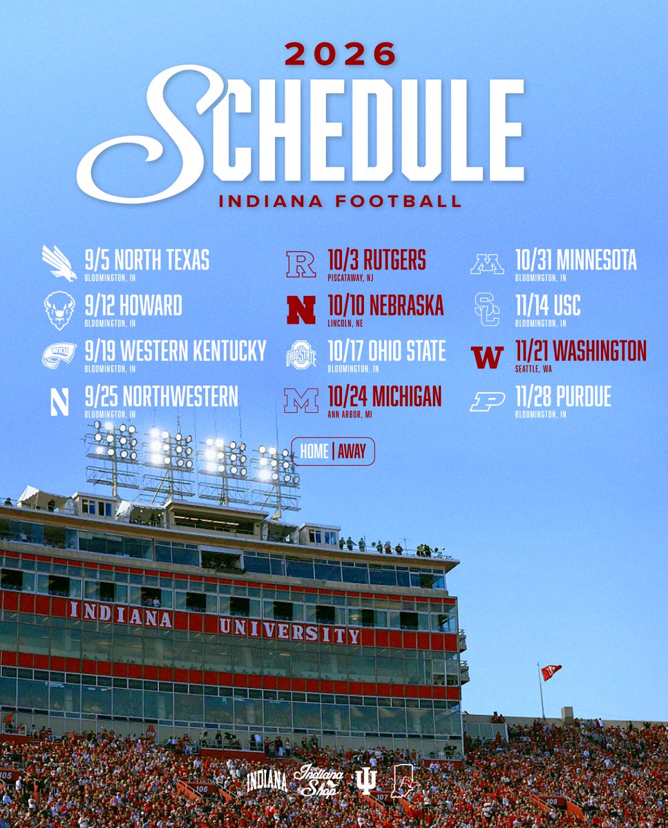 theindianashop's tweet photo. B1G Championship? Rose Bowl? Repeat champs? 👀 

How far does #iufb go this year? 🤔 https://t.co/rcgXRY8QcB