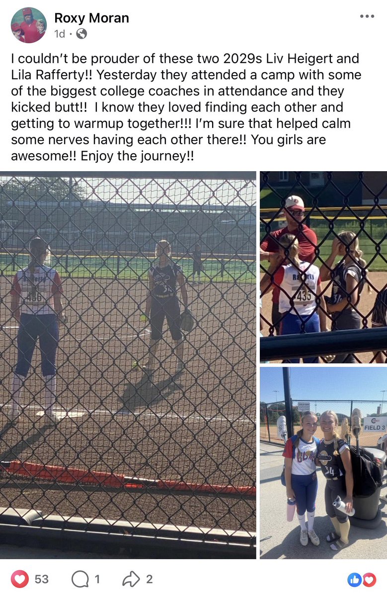 LilaRafferty29's tweet photo. Was so happy to see a familiar face ❤️❤️ @OHeigert2029 @RoxstarAcademy @DDSBandEvents @tagupSoftball @D1Softball https://t.co/1y1F6MqGX0