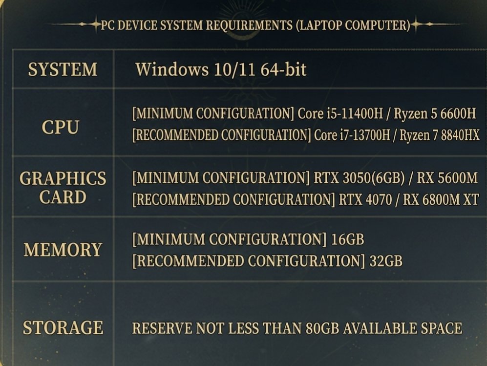 LOTM_WORLD's tweet photo. Lord of Mysteries Game will be available on PC +Mobile (Android + Ios)

Here are the Minimum &amp; Recommended System Requirements. 
It may changes slightly when the game releases https://t.co/6PzkCw7btm