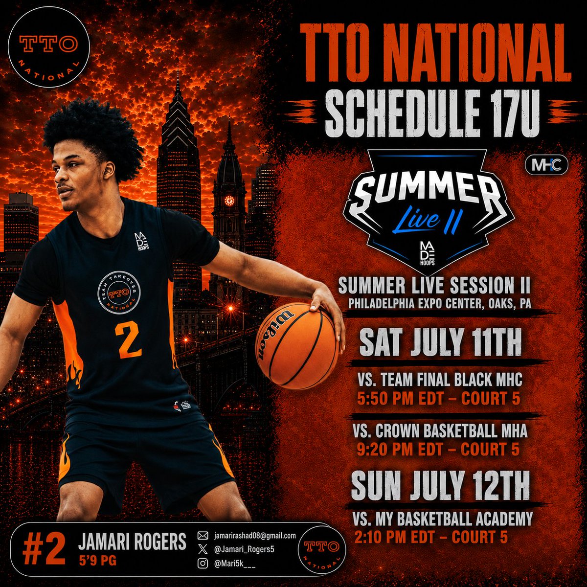 Jamari_Rogers5's tweet photo. Made Hoops Summer Live Session II Weekend Schedule #MadeHoops #MHC #TTONational17u #SummerLive https://t.co/AWOiMA6QNI