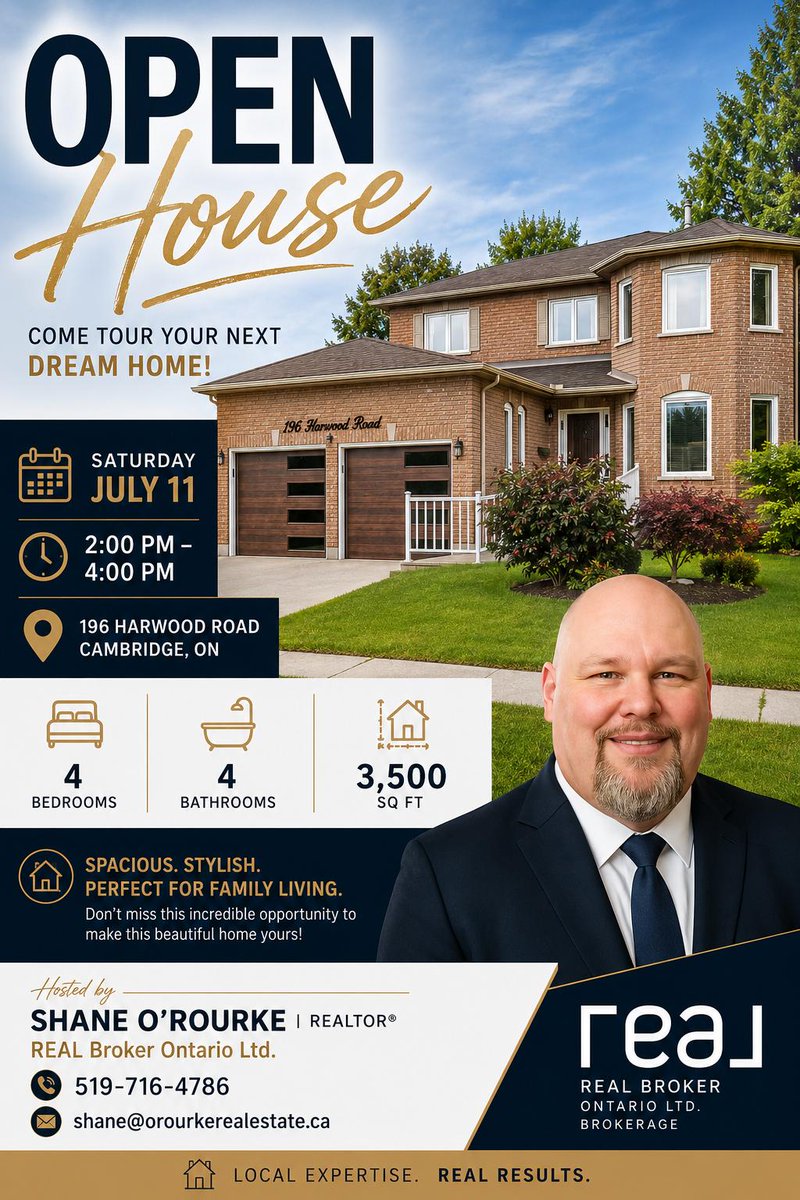 ShaneORourke8's tweet photo. ๐ก OPEN HOUSE ALERT! ๐ก
โจ Property Highlights:
๐๏ธ 4 Spacious Bedrooms
๐ 4 Modern Bathrooms
Hosted by:
Shane OโRourke | REALTORยฎ
REAL Broker Ontario Ltd.
๐ 519-716-4786
๐ง shane@orourkerealestate.ca
See you Saturday!
#OpenHouse #CambridgeON #CambridgeRealEstate https://t.co/SHREtMEY0J