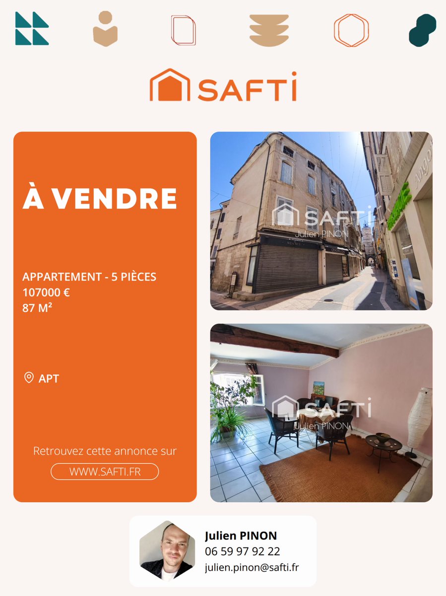 julyen91's tweet photo. ✨ Bien à vendre | APT 📍

Situé en plein centre-ville d'Apt (84400), cet appartement de 87 m² profite d'une situation idéale, au plus proche des commodités, commerces et services. Vous serez immédiatement séduit par l'authenticité de la vie (...) https://t.co/RzmoSHwBiw
