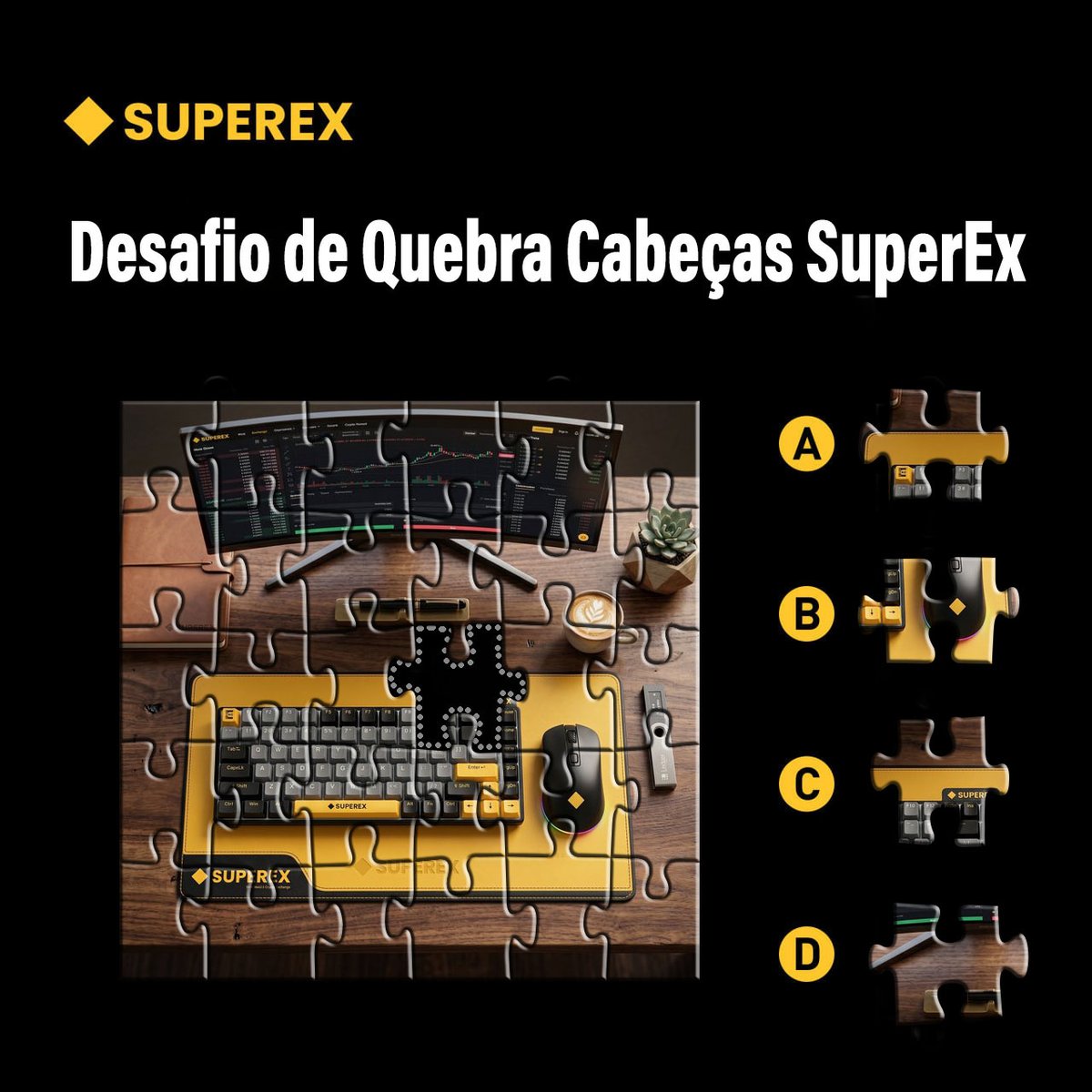 SuperexBrazil's tweet photo. 🧩 Desafio de Quebra-Cabeças SuperEx !

🔮 Adivinhe a peça que falta e concorra
a 10 USDT em Voucher para Negociação
em Futuros!

1️⃣Siga @SuperexBrazil 
2️⃣Retuite e marque 3 amigos
3️⃣Deixe sua resposta e seu UID nos comentários

⏰ 10 de Julho a 12 de Julho https://t.co/c8jms0FrRO