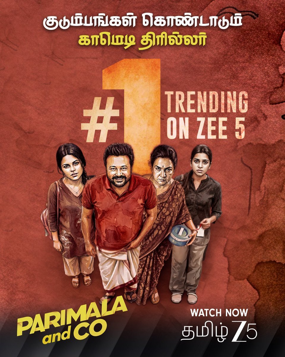 LearnEasy11's tweet photo. #ParimalaAndCo is now streaming on ZEE5

Theatre release la miss pannavanga, idha kandippa OTT la miss pannatheenga. 

Comedy, suspense, thrilling twists, engaging characters, fun filled moments nu start to finish entertaining experience kudukkura padam. 

Family oda enjoy panna koodiya light hearted comedy thriller. Weekend watch ku perfect choice. Innum paakala na, ippove stream pannunga!