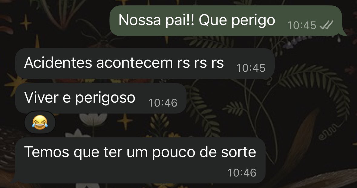 obscurecer's tweet photo. Adoro conversar com meu pai ele sofreu um acidente e essa foi a resposta dele https://t.co/erAcJ09MTV