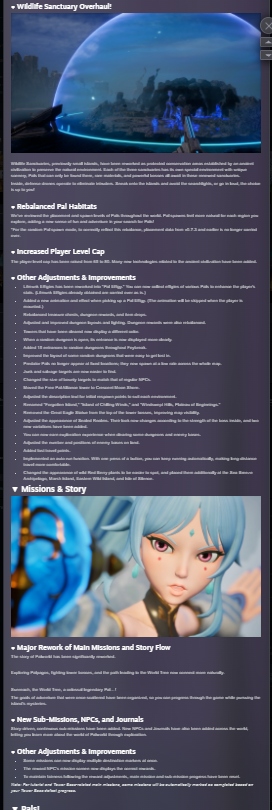JakeSucky's tweet photo. Palworld 1.0 patch notes broke Steam's max character limit with over 40 pages and 10,000 words

They weren't playing around😭 https://t.co/JnCRwW5W61