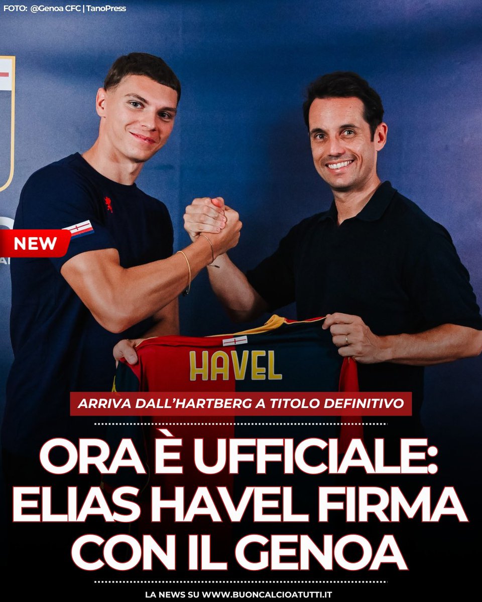 buoncalcio's tweet photo. 🆕🔴🔵 𝐔𝐅𝐅𝐈𝐂𝐈𝐀𝐋𝐄 | Elias Havel è un nuovo giocatore del Genoa
📝 La nota del club: https://t.co/SAAOeildFV
➡️ #Genoa #SerieA #calciomercato #Havel #hartberg https://t.co/KmcikQgT9k