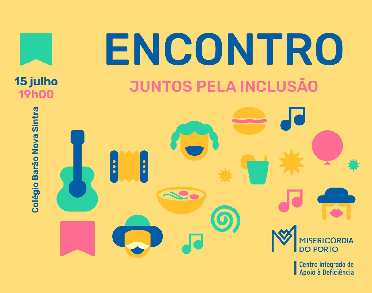 SantaCasaPorto's tweet photo. 📌 15 JUL • 19h

A Misericórdia do Porto convida a comunidade a participar no Encontro Juntos pela Inclusão, iniciativa do CIAD, no Colégio Barão de Nova Sintra.

10€/pessoa | Gratuito até aos 12 anos

Inscrições ➡️ https://t.co/6hqTo3JttX

#MisericórdiadoPorto #Inclusão https://t.co/Fv6h50kHwf