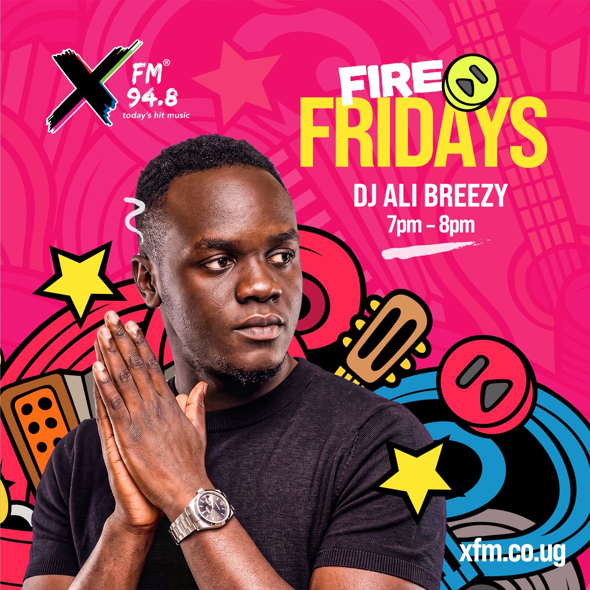 XfmUG's tweet photo. Kick off your weekend with nonstop hits as @djalibreezy takes over #FireFriday from 7 PM to 8 PM on X FM 94.8. 🎧🔥
#FreshX https://t.co/WOhNPWXd8D