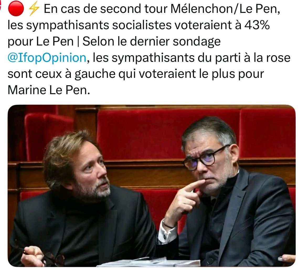 CASE6463's tweet photo. @MOULINIERPatri1 Voilà le choix des socialo-traitres  qui n'ont aucune conviction  sinon faire chuter LFI  ..... https://t.co/9ueypZbybO