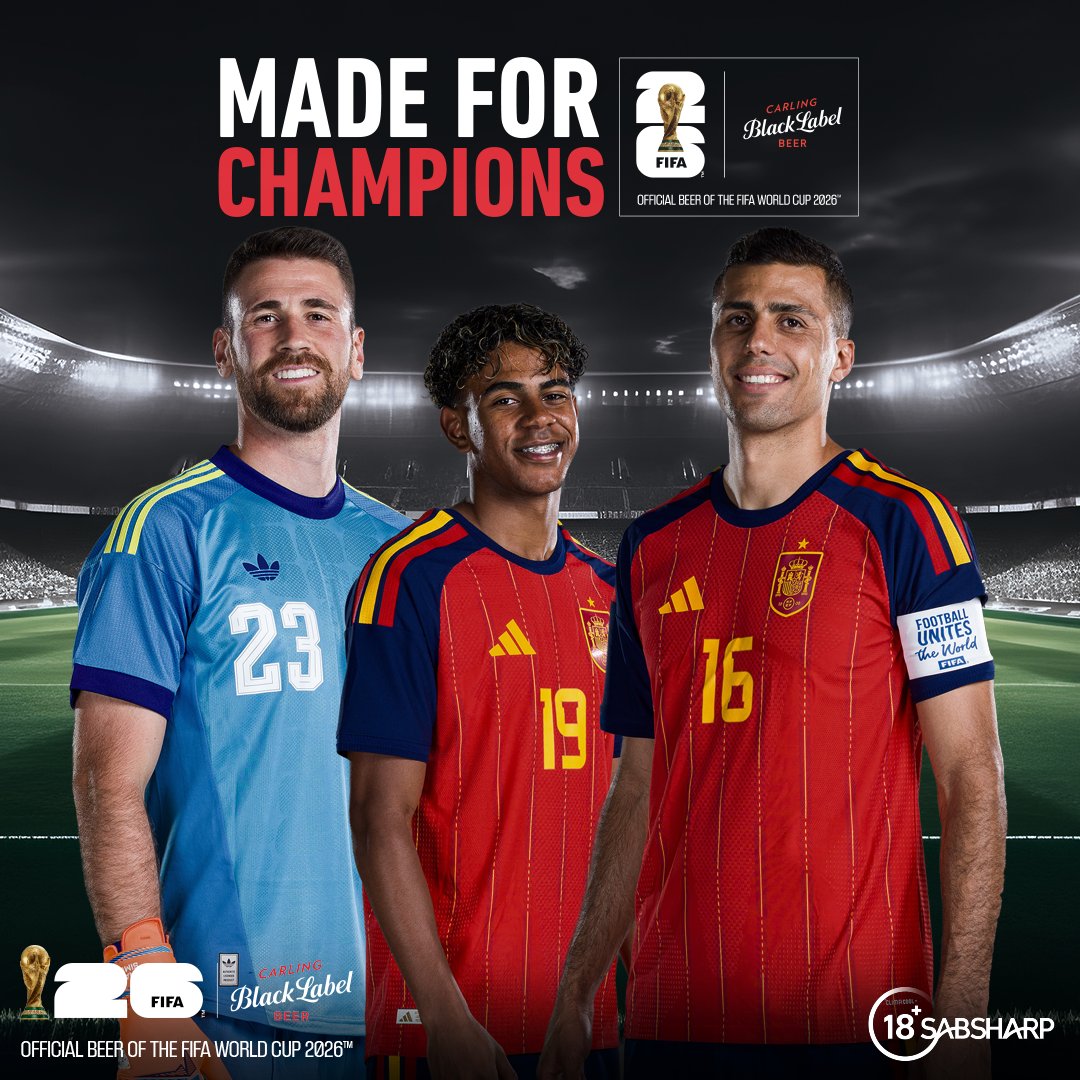 blacklabelsa's tweet photo. Bafethu, iSpain simnandi nge backline and hasn't conceded a single goal at the #FIFAWorldCup. ️⚽️​

​Will the 2010 Champions keep another clean sheet, or will the Red Devils break through? 👀​

​QT your score prediction with #MadeForChampions for a 6-pack in your DMs. 🍺 https://t.co/vBz6T38Ksq