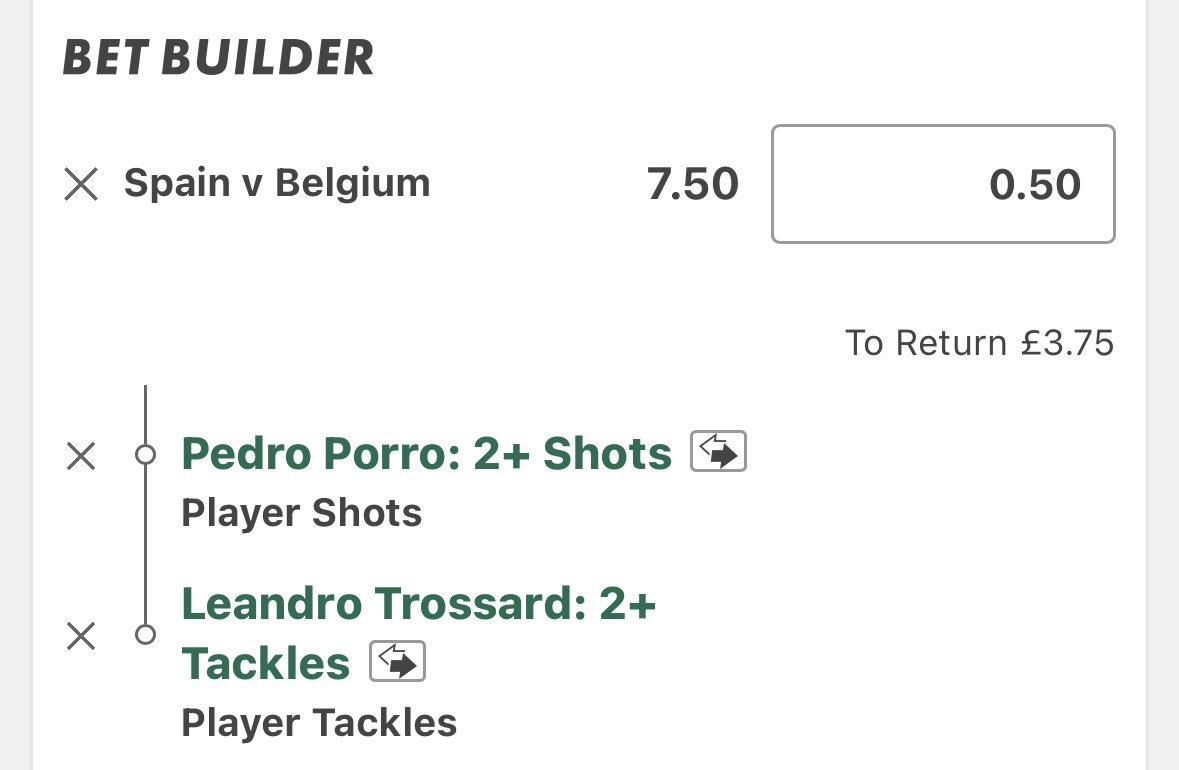 Beau_wtco's tweet photo. Spain vs Belgium 🇪🇸🇧🇪 2U

Porro is averaging 1.48 shots p90 over his last 20 with 1+ 16/20, 2+ 10/20. 

So far this World Cup he’s had 1-1-2. 

Trossard is averaging 1.62 tackles p90 with 1+ 15/20, 2+ 9/20, 3+ 3/20. 

This wc campaign he’s made 1,1,2,2,2 tackles. https://t.co/iu8iIVLzXd