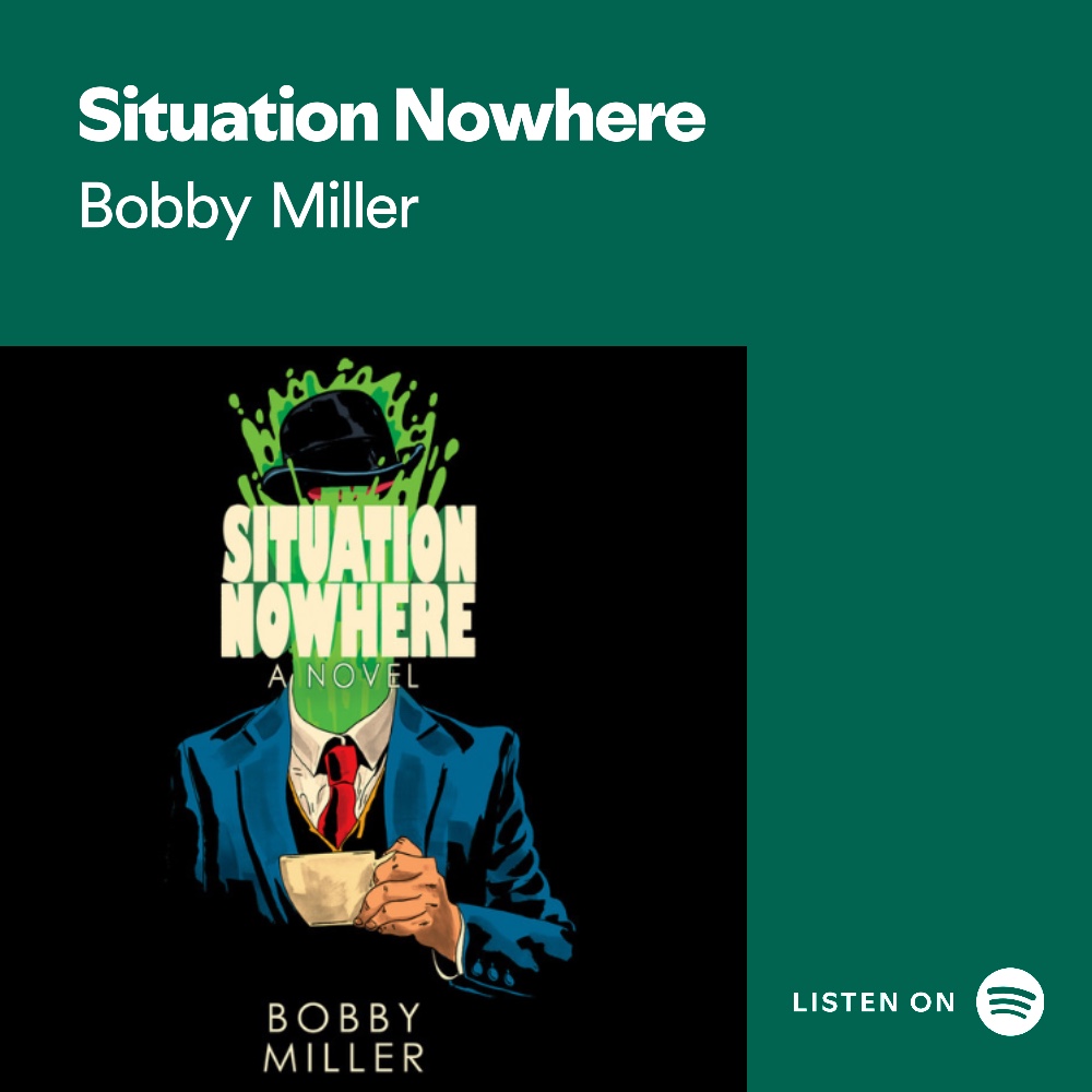 BobbyMiller's tweet photo. My book Situation Nowhere is now on Spotify for "Free".
So if you need some comic dystopia in your life... 
More info @ https://t.co/pwPmeYByCo https://t.co/DUkDwOsCRl