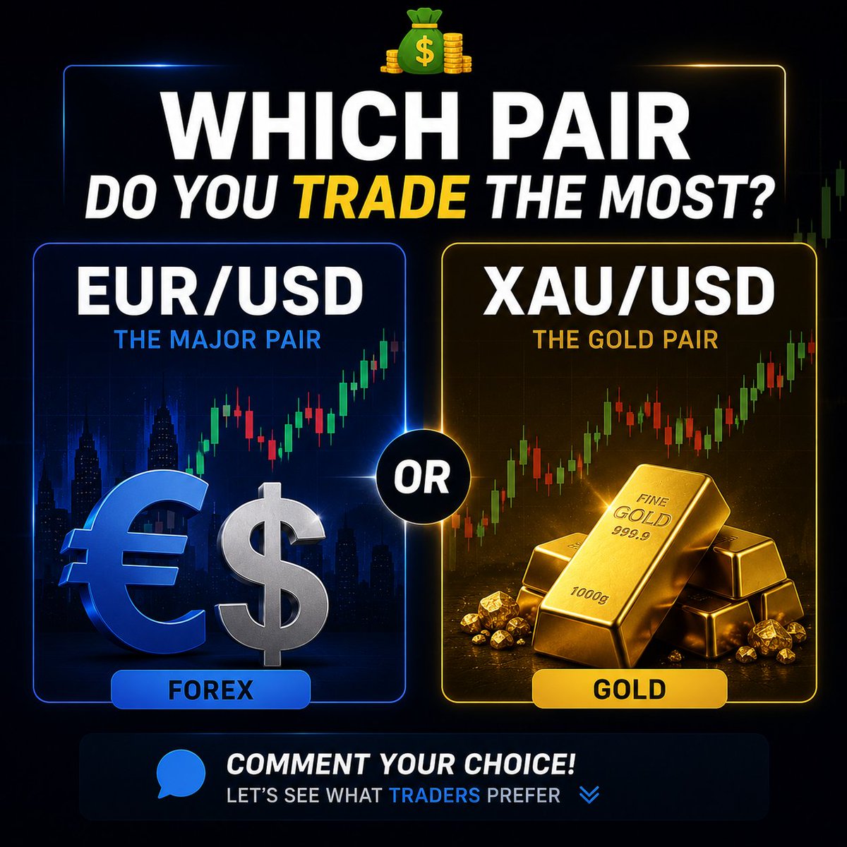 DropTrackerX's tweet photo. 💰 Which pair do you trade the most? EUR/USD or XAU/USD?
#xauusd #gold #eurousd https://t.co/G8JRAcu0z0