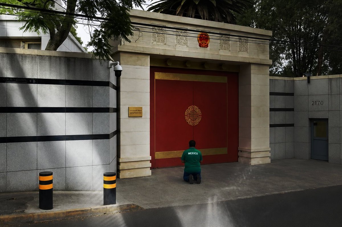 wetback9713's tweet photo. Kneeling in the Chinese Embassy in Mexico DF
It was kicked out by security but it was able to recite its mantra 3 times before that!
It is just a Chinese Comunist Party's wetback property.
All my money belongs to Empress and CHINA. It is CHINA'S PROPERTY 🇨🇳 🇨🇳🇨🇳 🇨🇳 https://t.co/AmIoHfsS3A
