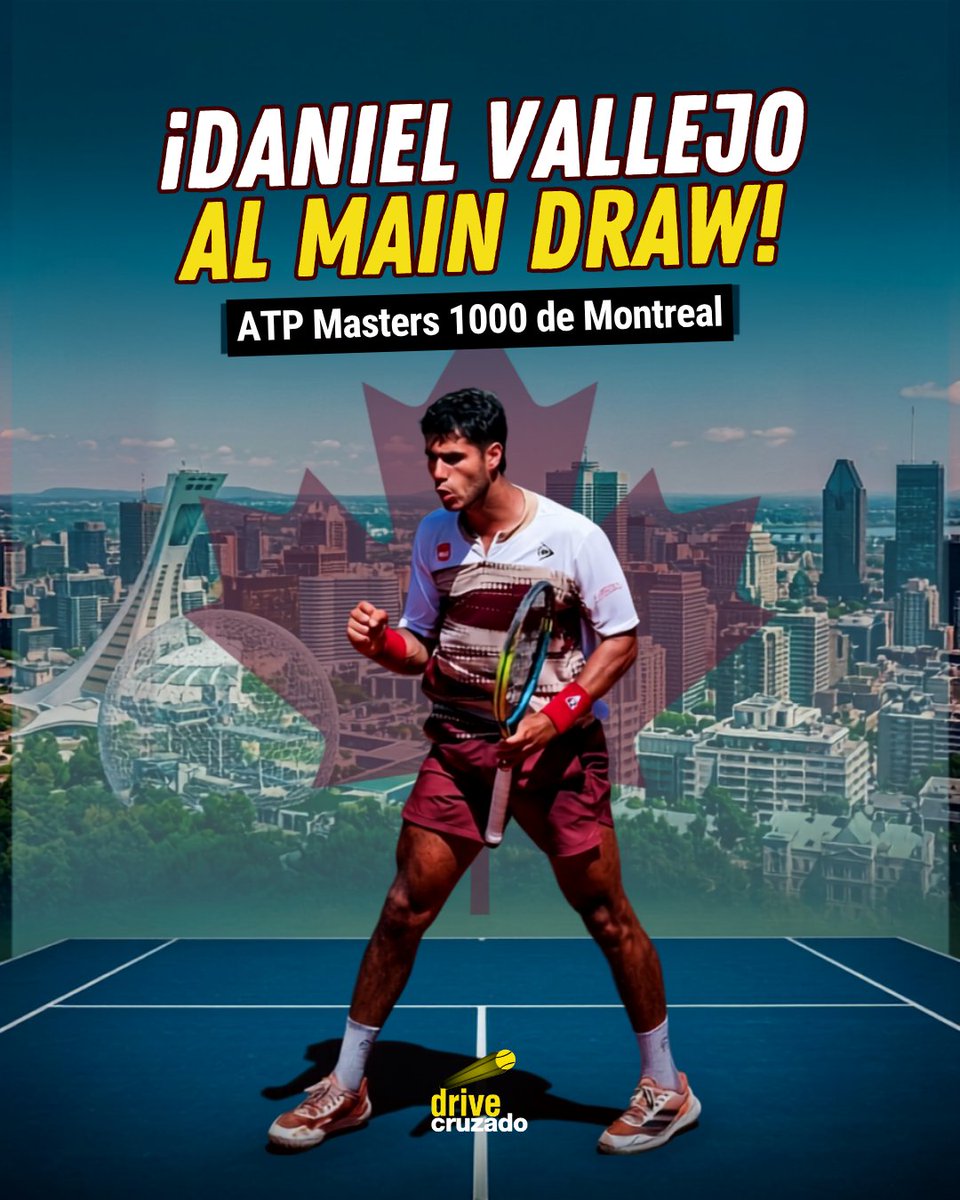 DriveCruzado's tweet photo. DANI AL M1000 CANADIENSE!

Se oficializó la lista de entrada para el evento canadiense sobre pista dura y Daniel Vallejo ingresó directamente al Main Draw del Masters 1000 de Montreal. De esta manera, evita la qualy y asegura su lugar en la llave principal. https://t.co/cFpHl569y6