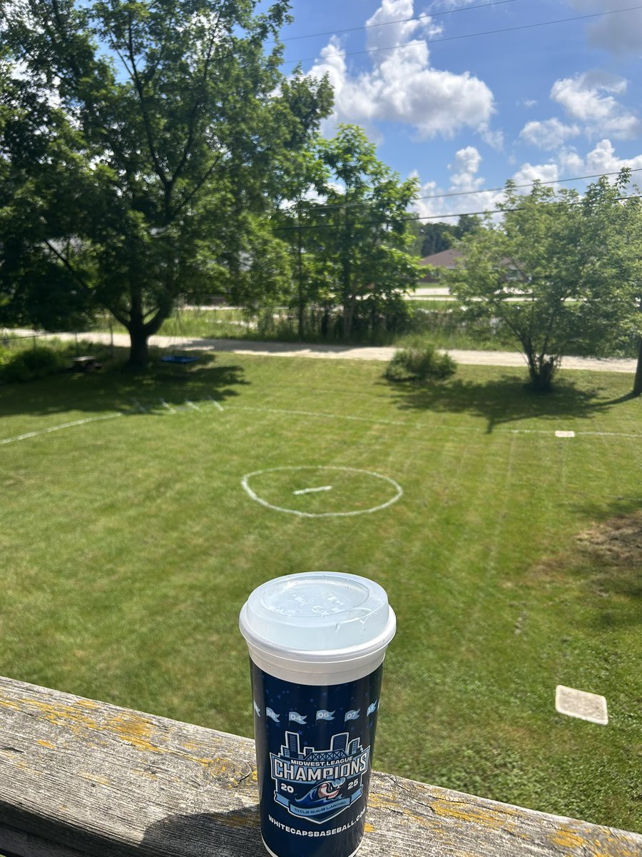 phys_ed_joe's tweet photo. Whiffle ball field is ready for the game tomorrow. It’s not @wmwhitecaps grounds crew good but it’ll do! #Whiffleball #CatchTheWave https://t.co/yWLO2YgDWX
