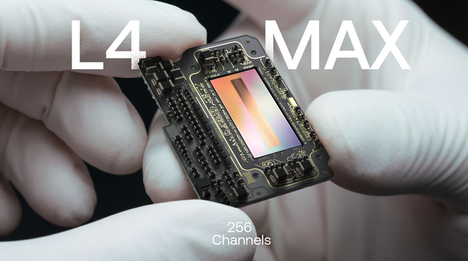ousterlidar's tweet photo. Analog lidar builds every channel from discrete parts. More resolution means more parts, more cost, more failure points

Ouster puts it all in the silicon. The L4 Max chip in the OS1 Max unlocks 256 channels, 20 trillion photons per second, and native color lidar with 3D depth https://t.co/uq7kPSLPO3