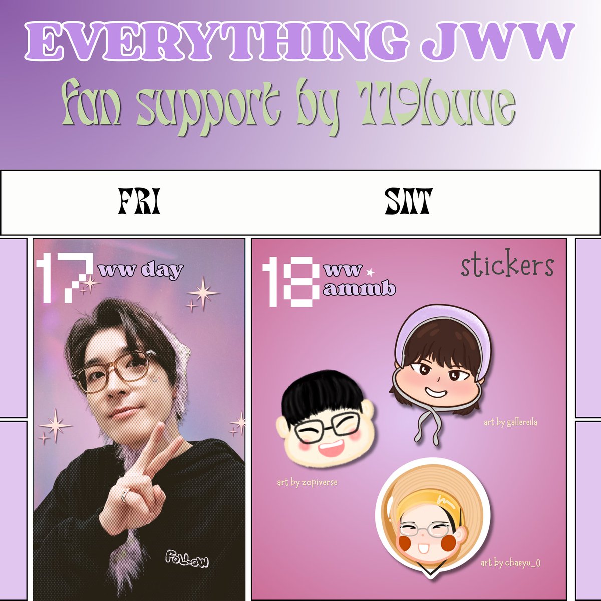 119louve's tweet photo. more wonufied freebies for #EVERYTHINGJWWAtAMMB ๐โโฌ โหเฟ
fan support by @119louve
โ like and rt
โ 1:1 sticker pack, limited qty
โ onsite trade only
see u there !! <3
art by: @zopiverse, @gallereila and @chaeyu_0 โ
https://t.co/hYIiK0wenB