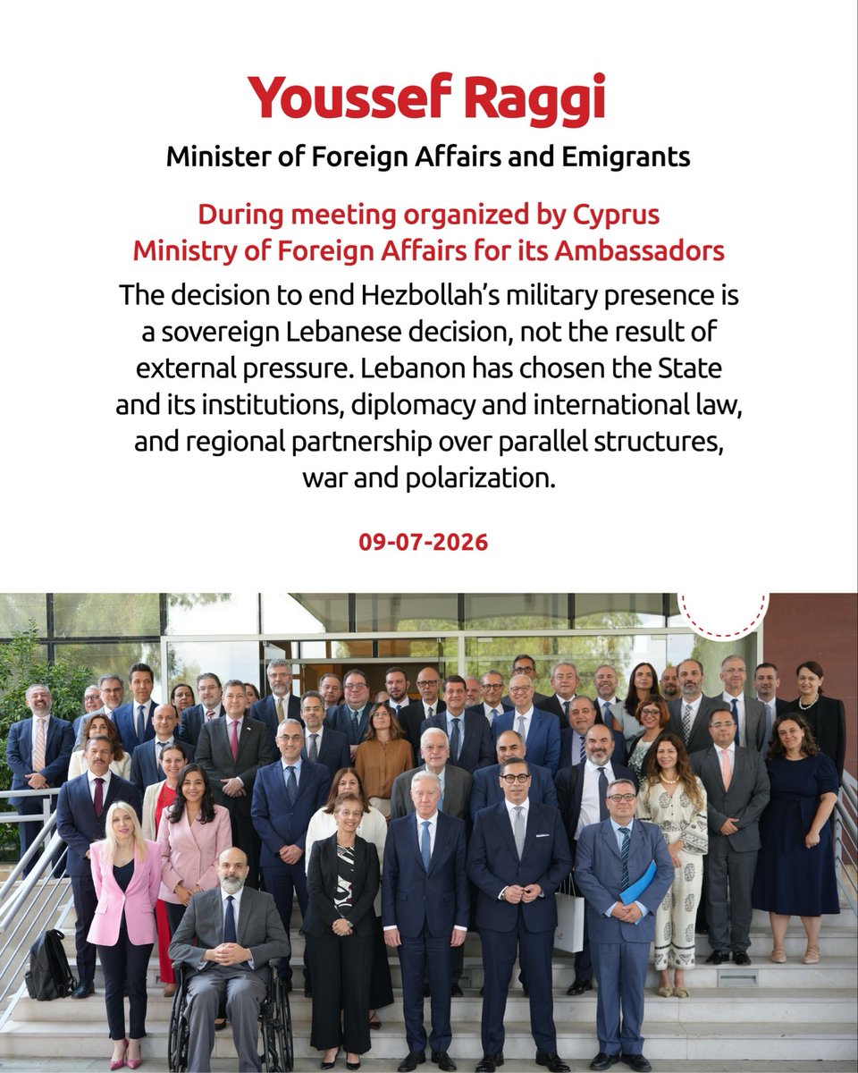 YoussefRaggi's tweet photo. Decisions concerning Lebanon’s national security and foreign policy are to be taken in Beirut, and in Beirut alone, free from any external agendas or calculations. https://t.co/ut5cgdECIM