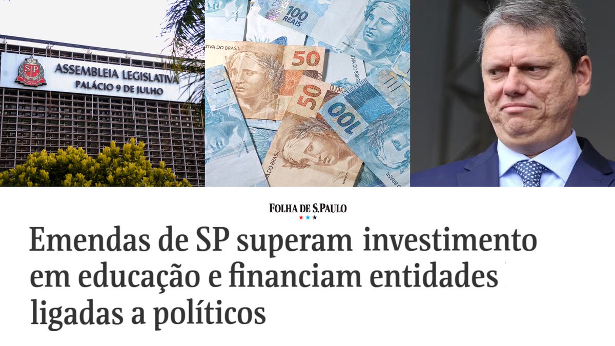 MonicaSeixas's tweet photo. 🚨 BIZARRO! O valor que o governo Tarcísio pagou em emendas parlamentares dos deputados estaduais foi MAIOR do que o valor investido em EDUCAÇÃO no estado de SP. https://t.co/0ajLfemq06