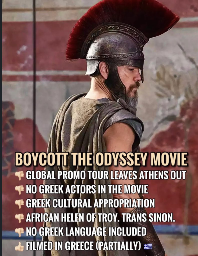 HellenicEchoes's tweet photo. Help protect Greek cultural heritage by boycotting the Odyssey movie! 
Who’s in on it? https://t.co/WTnzimElnl