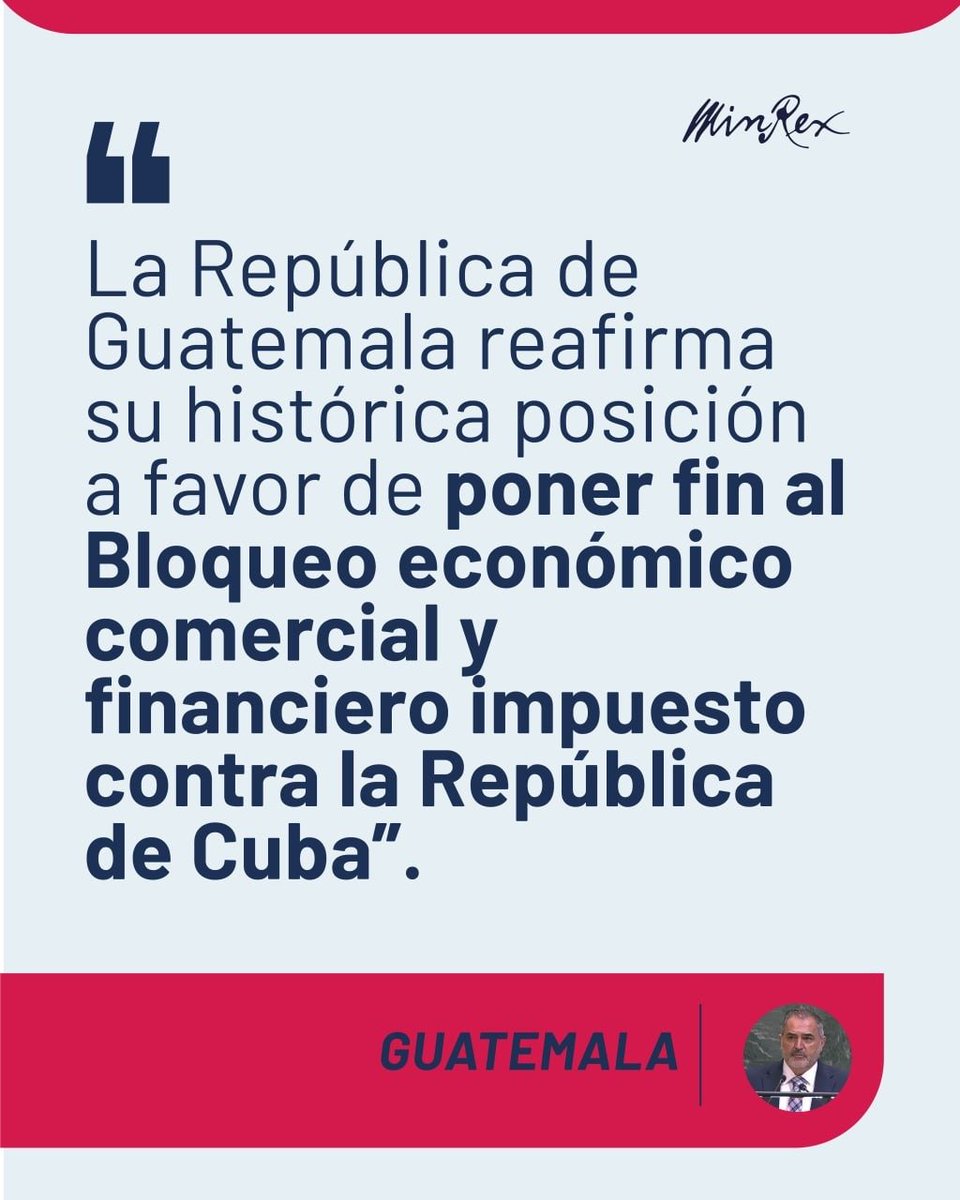 EmbaCuMex's tweet photo. 📌🌐 Hoy se reanudó en la AGNU el Debate solicitado por #Cuba 

Una vez más, varias naciones alzaron su voz y se pronunciaron firmemente contra el bloqueo y el cerco energético impuesto por EE.UU., denunciando sus devastadoras consecuencias humanitarias para el pueblo cubano.

El respaldo internacional fue contundente: los Estados miembros reiteraron su rechazo a estas medidas coercitivas y exigieron su cese inmediato. La solidaridad y la justicia prevalecieron en la tribuna de la ONU.

🇨🇺 #CubaNoEsUnaAmenaza