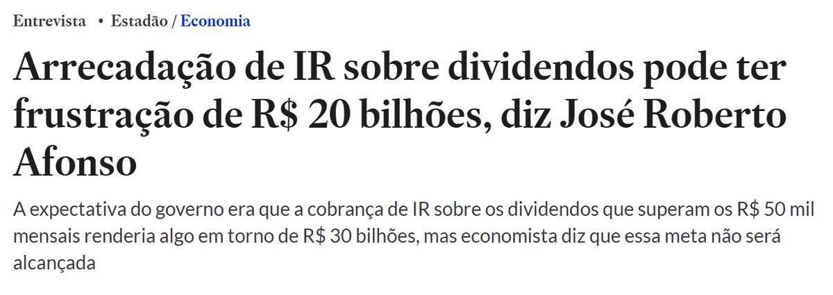 setteeio's tweet photo. Poxa, que surpresa, taxar dividendos deu errado.

O governo esperava 30 bilhões. De janeiro a abril, roubou... 885 milhões. 3% da meta.

E agora a expectativa é que não passe de 10 bilhões.

Dinheiro fugiu, dividendos foram antecipados, e encontraram outras formas de contornar o governo. Exatamente como TODO MUNDO falou que ia acontecer.

E podemos afimar: é pior que isso. Porque isso não conta o dinheiro que fugiu.

Temos vários clientes aqui na Settee que resolveram não investir mais no Brasil por causa disso. Ou que resolveram tirar dinheiro do país.

E inclusive, alguns que decidiram começar o encerramento da empresa, e ir fazer outra coisa em outro país.

Quanto o governo perdeu nisso? Mais que 885 milhões em 4 meses? Quase certamente. Ainda mais se contarmos que pessoas demitidas, ou que deixarão de ser empregadas, usam mais serviços públicos.

É simples. Trate investidor como lixo, criminoso ou inimigo, e ele vai embora.

O quão difícil é entender isso? Quem investe, empreende e emprega é a espinha dorsal da economia de um país.

Essas pessoas deveriam ser vistas como heróis. Especialmente no Brasil. E muitos países de fato tratam elas como heróis.

Milei na Argentina falou literalmente isso. Empreendedores são heróis. 

O Paraguai faz tudo que for possível para atrair empreendedores brasileiros.

Mesmo o Uruguai, que elegeu um governo de esquerda, está fazendo reformas de liberdade econômica para atrair negócios. 

Até a Bolívia elegeu um presidente, o Paz Pereira, prometendo capitalismo para todos.

Talvez o Brasil aprenda a lição com isso. Talvez. Mas você não precisa nem deveria esperar que o eleitor mediano aprenda isso.

Você deveria é estar preocupado em proteger seu dinheiro, e em ir para um país onde quem produz é tratado com dignidade e respeito, não como um bandido.

Se é isso que você quer, estamos aqui para te ajudar. Nos contate. O site está na bio, e nossas DMs estão abertas.