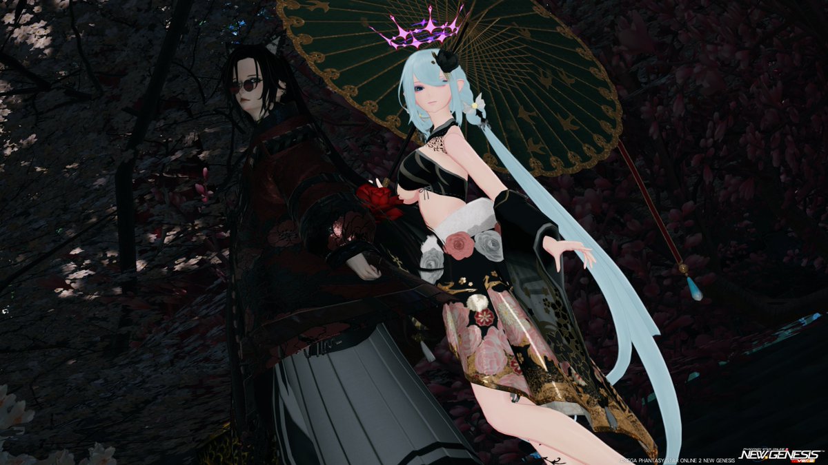 frayja_ship8's tweet photo. 惺太郎さんのCSをお借りして咲耶さん（@sakuya_NGS）とSS撮ってきました！藤や紫陽花、和風の要素たくさんの素敵なCSでした！
#PSO2NGS_SS https://t.co/YjB81qsRD2