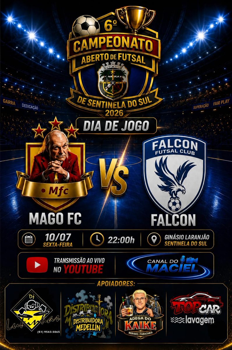 mago_producoes's tweet photo. Mago FC entra em quadra hoje pela sua segunda partida no Campeonato Aberto de Sentinela do Sul ✅️🧙🏿‍♂️⚽️
#VamosPorMais
#ÉaMago https://t.co/Ap8rxIXdj8