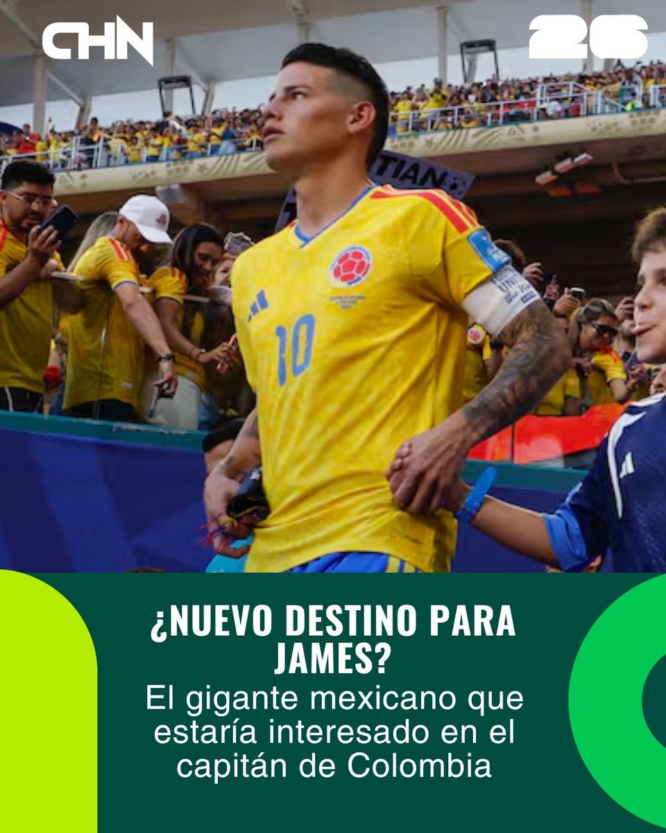 CHICANOTICIAS1's tweet photo. #Deporte I La eliminación de la Selección Colombia en los octavos de final del Mundial 2026 abrió la discusión sobre el futuro de varios referentes del equipo nacional. Entre ellos aparece James Rodríguez, quien aún no tiene definido su próximo destino tras una etapa irregular con Minnesota United en la MLS.

En las últimas horas, el nombre del capitán colombiano empezó a tomar fuerza en el fútbol mexicano. De acuerdo con versiones del periodista Adrián Magnoli, América de México tendría interés en contar con el volante para la próxima temporada, aunque hasta el momento no existe una oferta oficial ni una negociación confirmada.

James disputó los cinco partidos de Colombia en el Mundial 2026 y fue titular en todos los encuentros, pero no logró completar ningún compromiso debido a las sustituciones que recibió. Su estado físico volvió a estar en el centro del debate, luego de una temporada marcada por lesiones y poca continuidad en Estados Unidos.

El mediocampista de 34 años ya tuvo una experiencia positiva en México con Club León durante 2025, donde recuperó protagonismo y ritmo competitivo. Ahora, mientras inicia el mercado de fichajes, América aparece como una posible opción para el ‘10’, que busca un nuevo capítulo en su carrera rumbo al ciclo mundialista de 2030.

#chn26james #chn26mundial